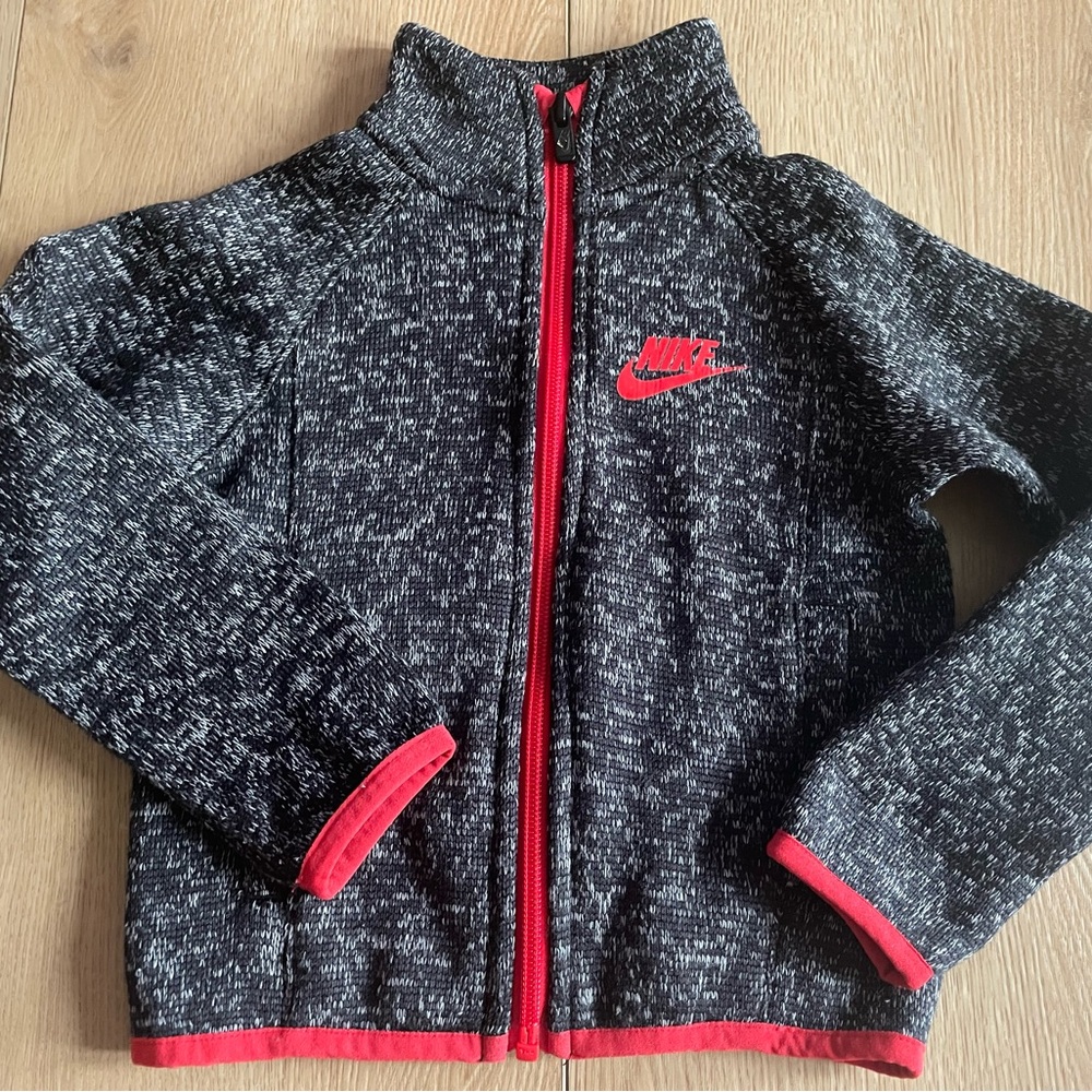 Nike Black Heather Full-Zip Jacket with Red Accents
